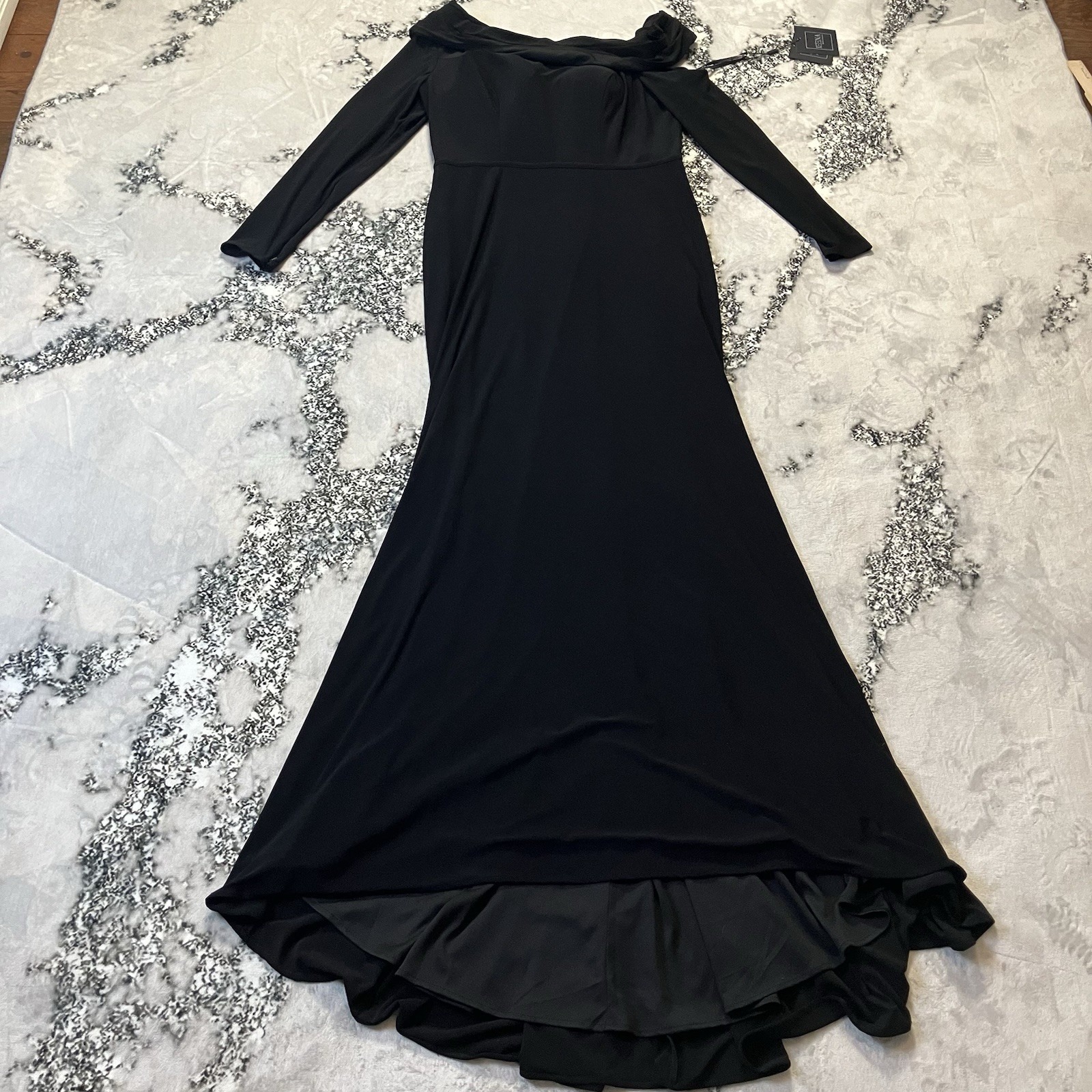 Mac Duggal Dress Womens Size 10 Black Drop One Shoulder Long Gown Jersey